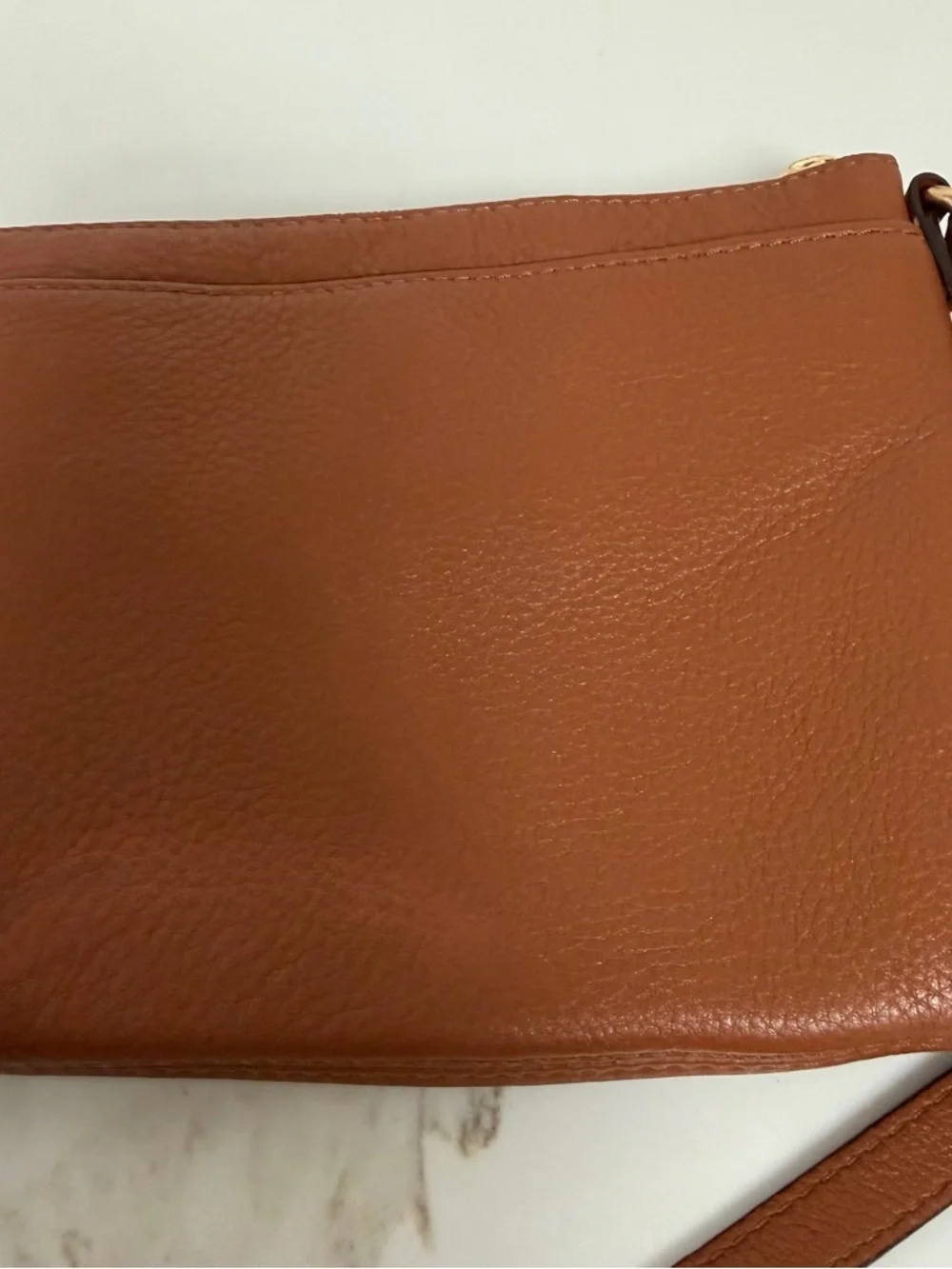 Michael Kors Tan Pebbled Leather Crossbody with Gold MK Emblem